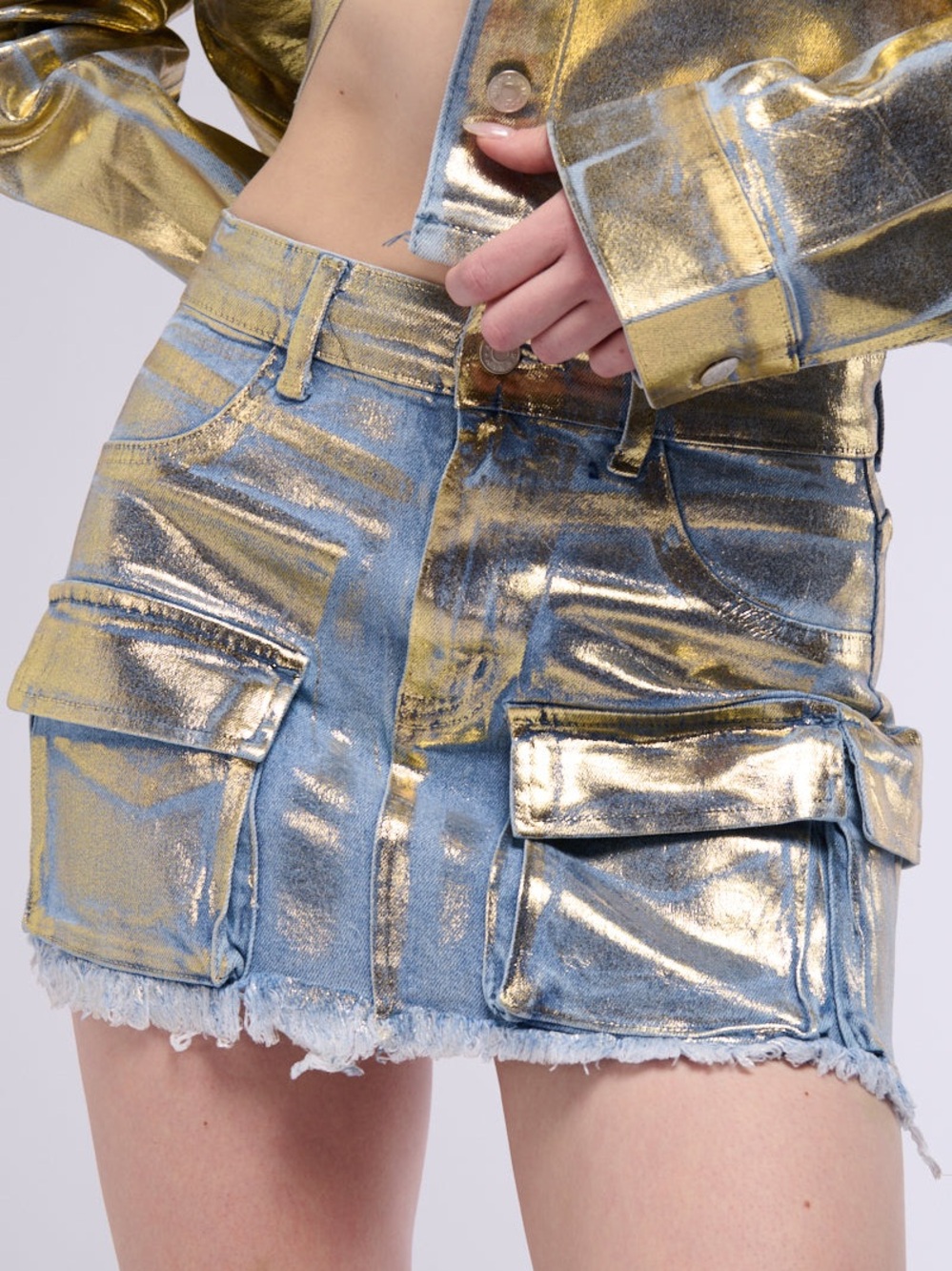 AKIRA Metallic Gold Jean skirt